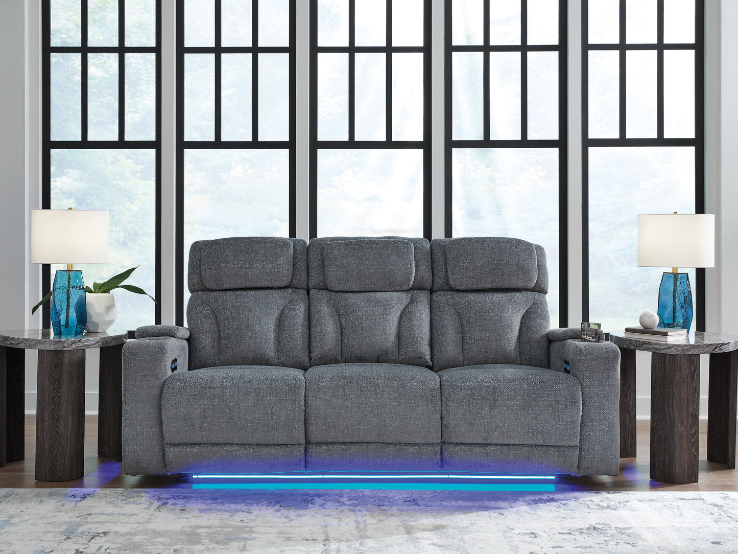 Stuart Furniture Outlet - Ashley Furniture - Studio Cave Living Room - PWR REC Sofa with ADJ Headrest / Steel - PC4980215