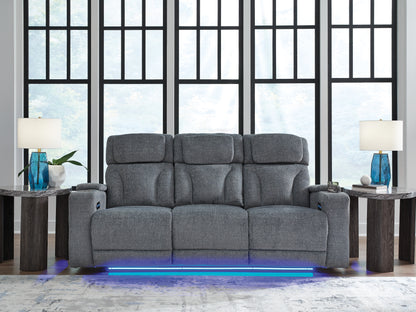 Stuart Furniture Outlet - Ashley Furniture - Studio Cave Living Room - PWR REC Sofa with ADJ Headrest / Steel - PC4980215