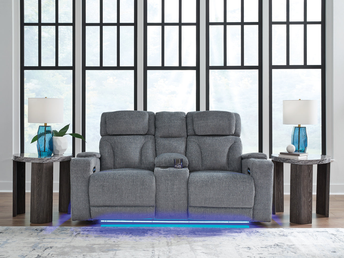 Stuart Furniture Outlet - Ashley Furniture - Studio Cave Living Room - PWR REC Loveseat/CON/ADJ HDRST / Steel - PC4980218