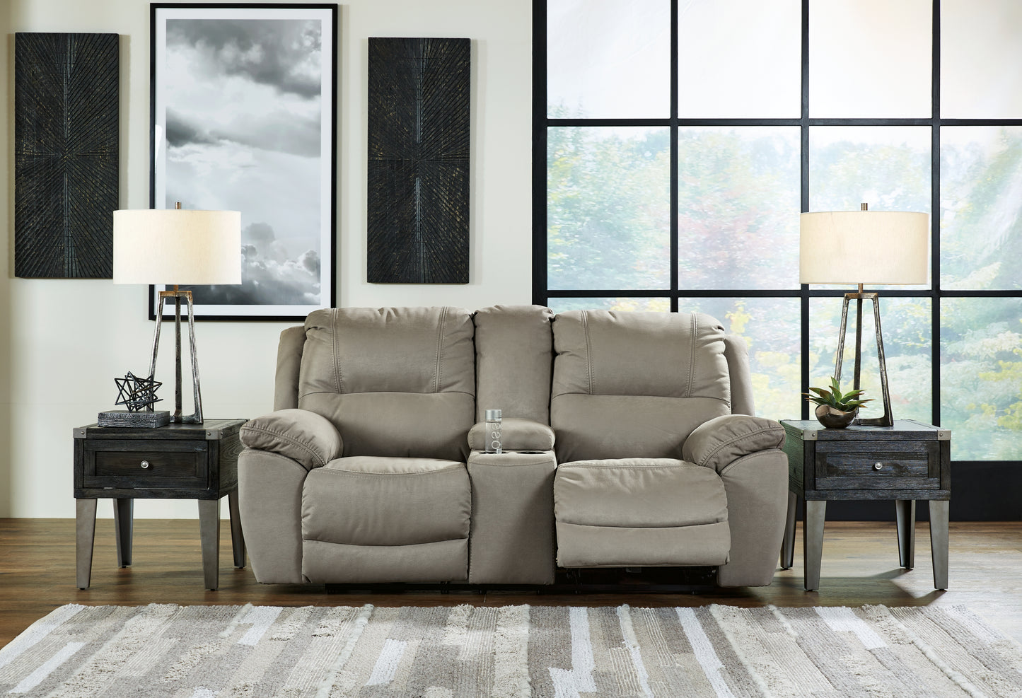 Stuart Furniture Outlet - Ashley Furniture - Next-Gen Gaucho Living Room - DBL REC PWR Loveseat w/Console / Putty - 5420396