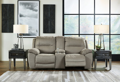 Stuart Furniture Outlet - Ashley Furniture - Next-Gen Gaucho Living Room - DBL REC PWR Loveseat w/Console / Putty - 5420396