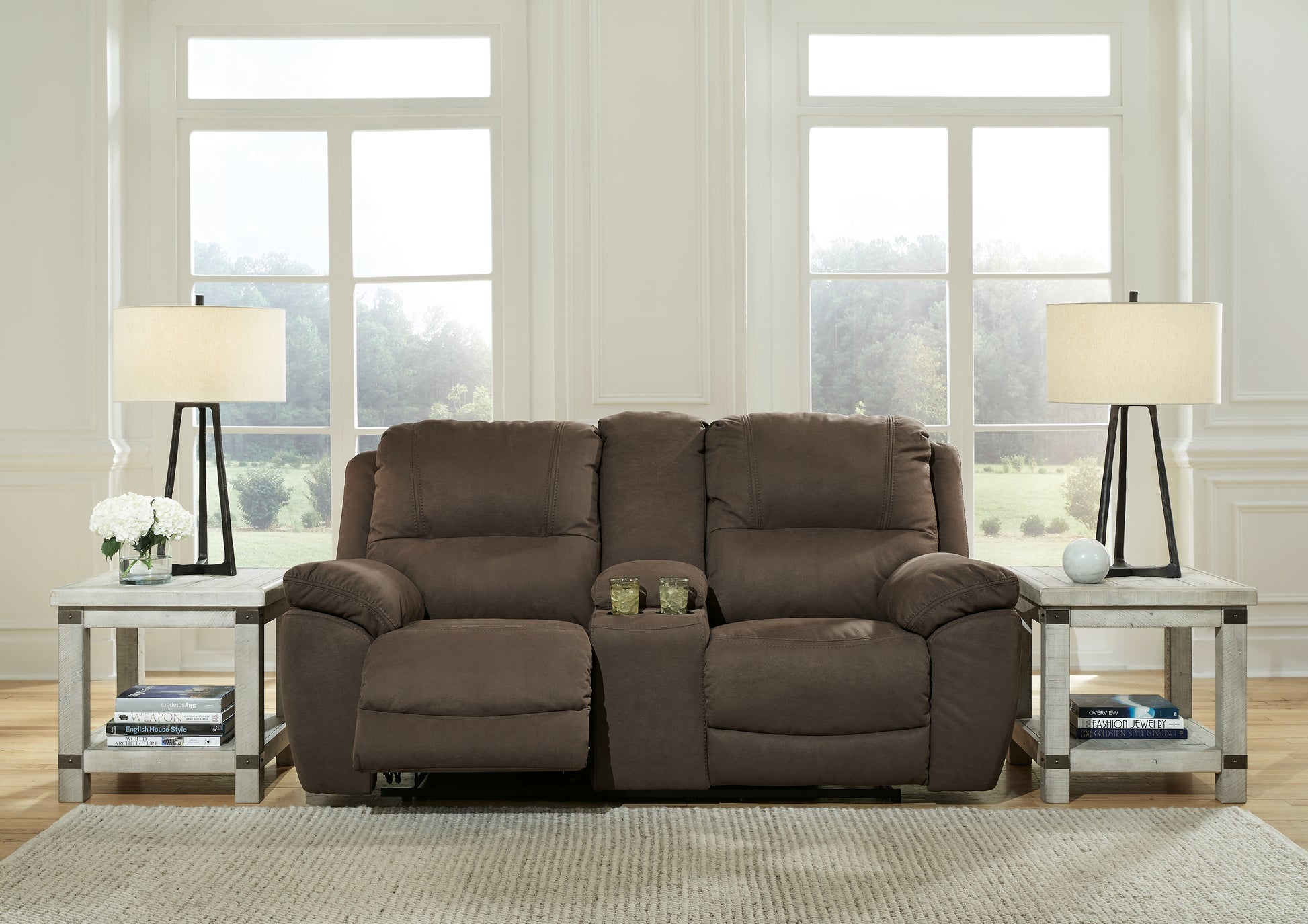 Stuart Furniture Outlet - Ashley Furniture - Next-Gen Gaucho Living Room - DBL Rec Loveseat w/Console / Espresso - 5420494