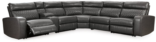 Stuart Furniture Outlet - Ashley Furniture - Samperstone Sectional - 2-Piece Power Reclining Sectional Loveseat / Gray - 55203S5