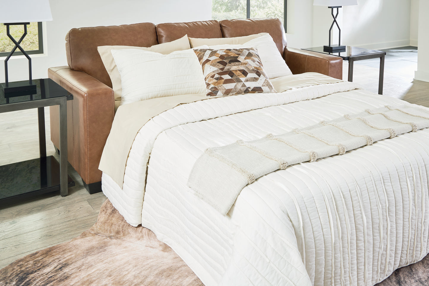 Stuart Furniture Outlet - Ashley Furniture - Bolsena Living Room - Queen Sofa Sleeper / Caramel - 5560339