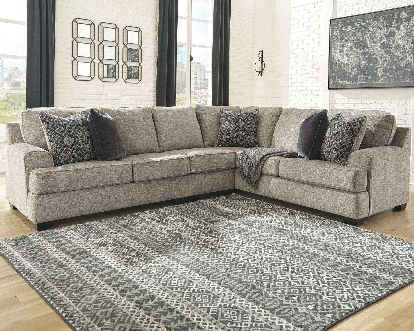 Stuart Furniture Outlet - Ashley Furniture - Bovarian Sectional - RAF 3-Piece Sectional / Stone - 56103S2