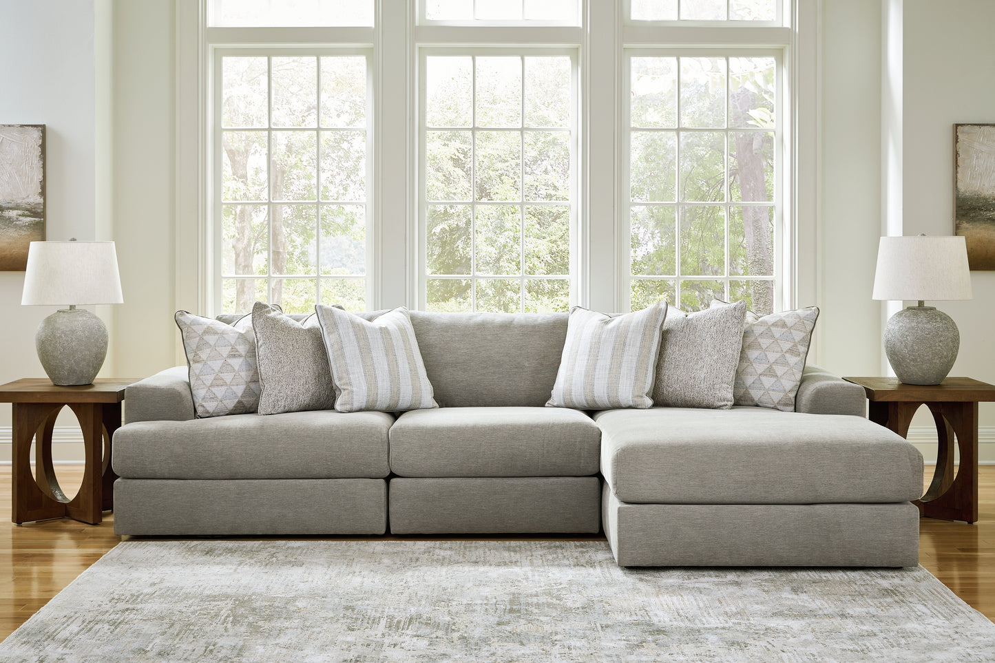 Stuart Furniture Outlet - Ashley Furniture - Avaliyah Sectional - RAF 3-Piece Sectional with Chaise / Ash - 58103S4