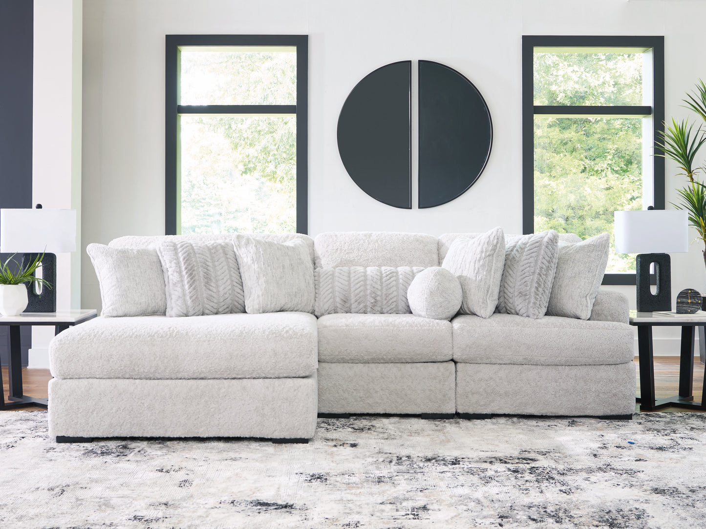 Stuart Furniture Outlet - Ashley Furniture - Cuddle Plush Sectional - 3-Piece Sectional with Chaise / Arctic - PC59106S7