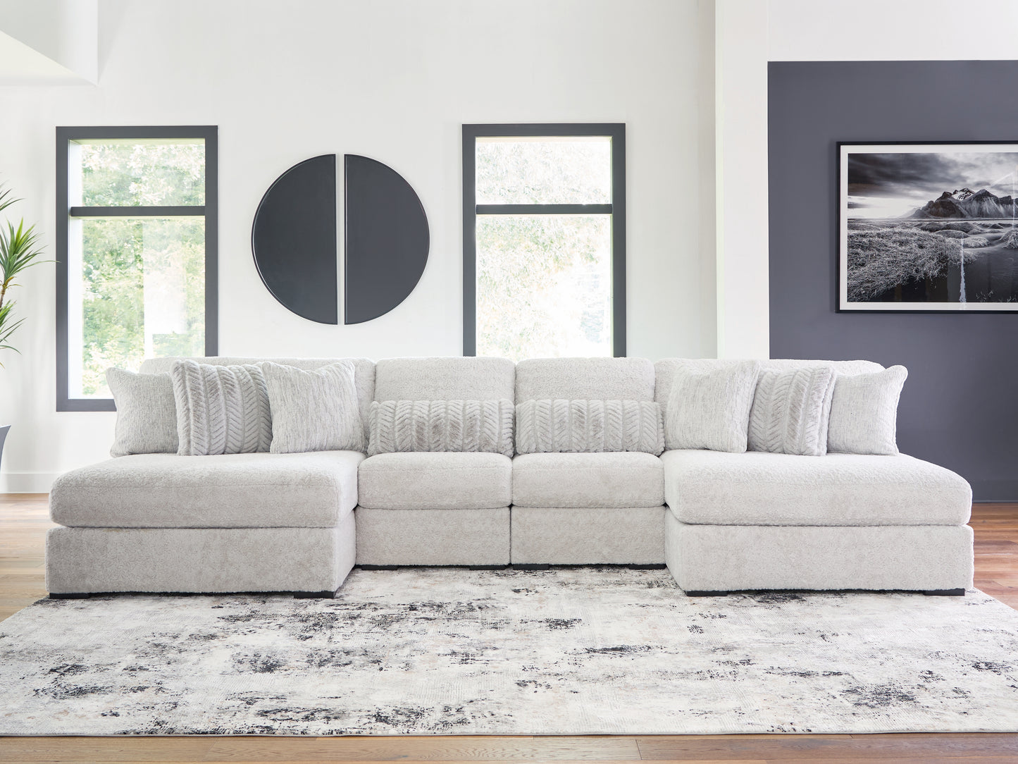 Stuart Furniture Outlet - Ashley Furniture - Cuddle Plush Sectional - 4-Piece Sectional with Chaise / Arctic - PC59106S4