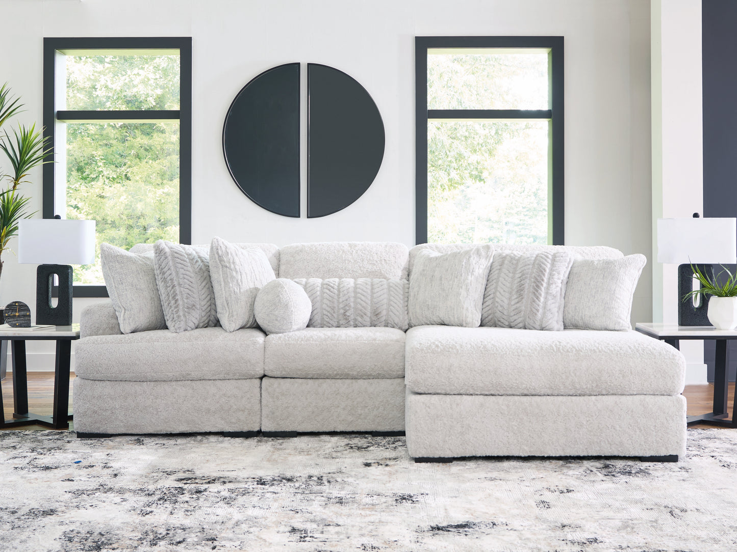 Stuart Furniture Outlet - Ashley Furniture - Cuddle Plush Sectional - RAF 3-Piece Sectional with Chaise / Arctic - PC59106S1