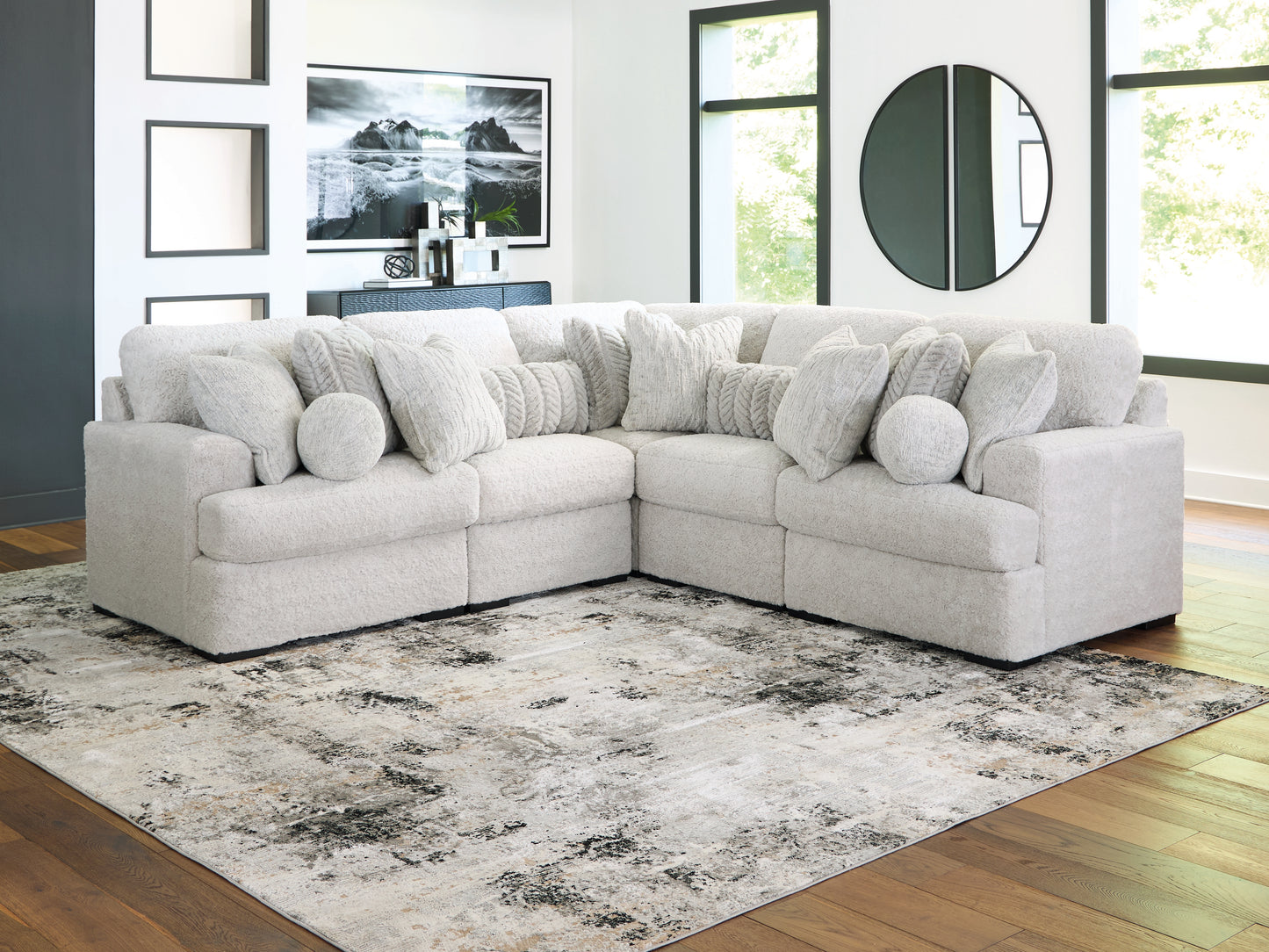 Stuart Furniture Outlet - Ashley Furniture - Cuddle Plush Sectional - RAF 5-Piece Sectional / Arctic - PC59106S2
