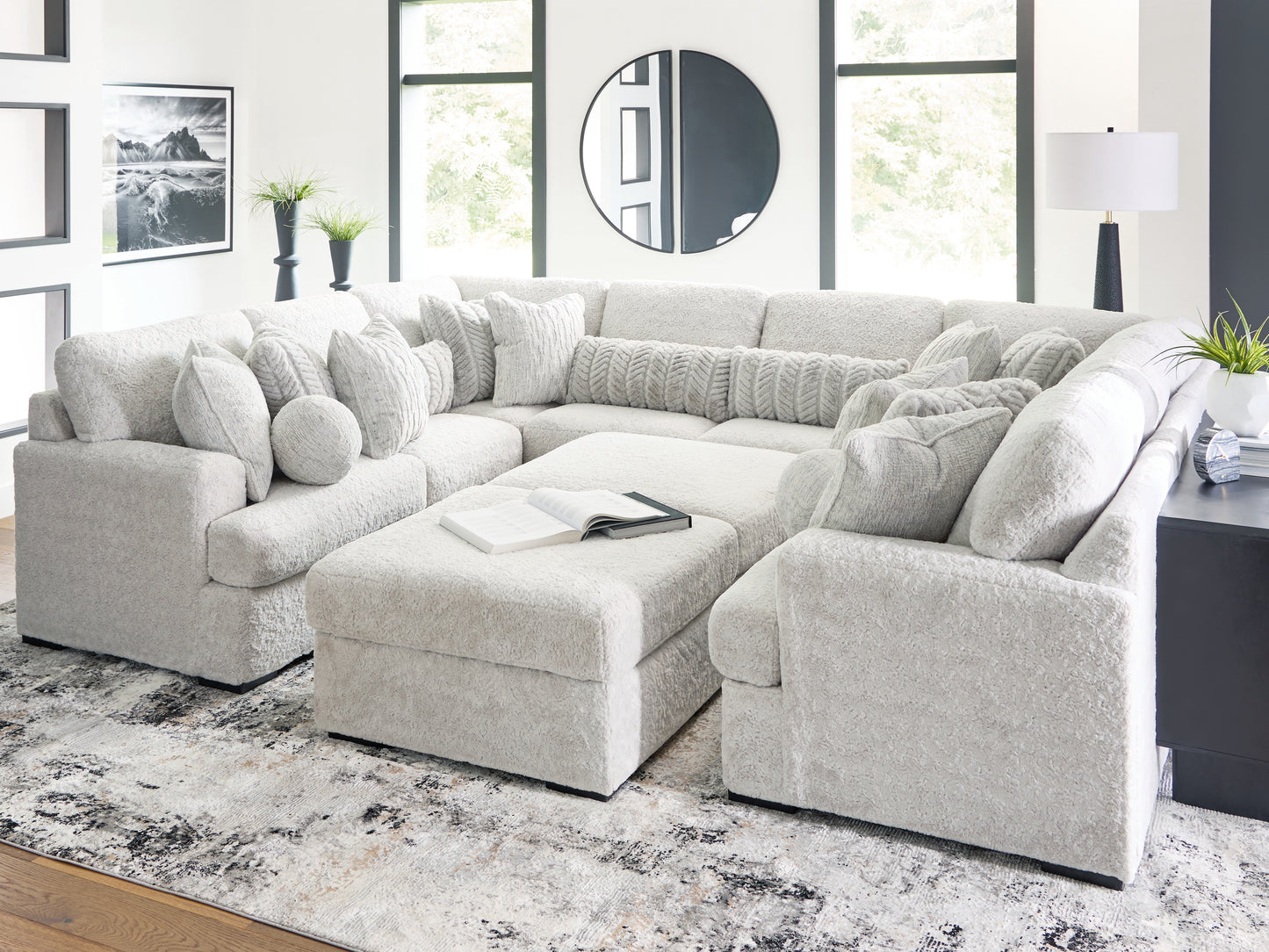 Stuart Furniture Outlet - Ashley Furniture - Cuddle Plush Sectional - RAF 10-Piece Sectional / Arctic - PC59106S10