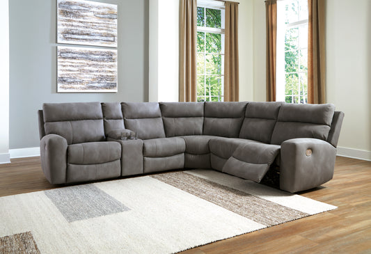 Stuart Furniture Outlet - Ashley Furniture - Next-Gen DuraPella Sectional - 3-Piece Power Reclining Sectional Loveseat with Console / Slate - 61003S3