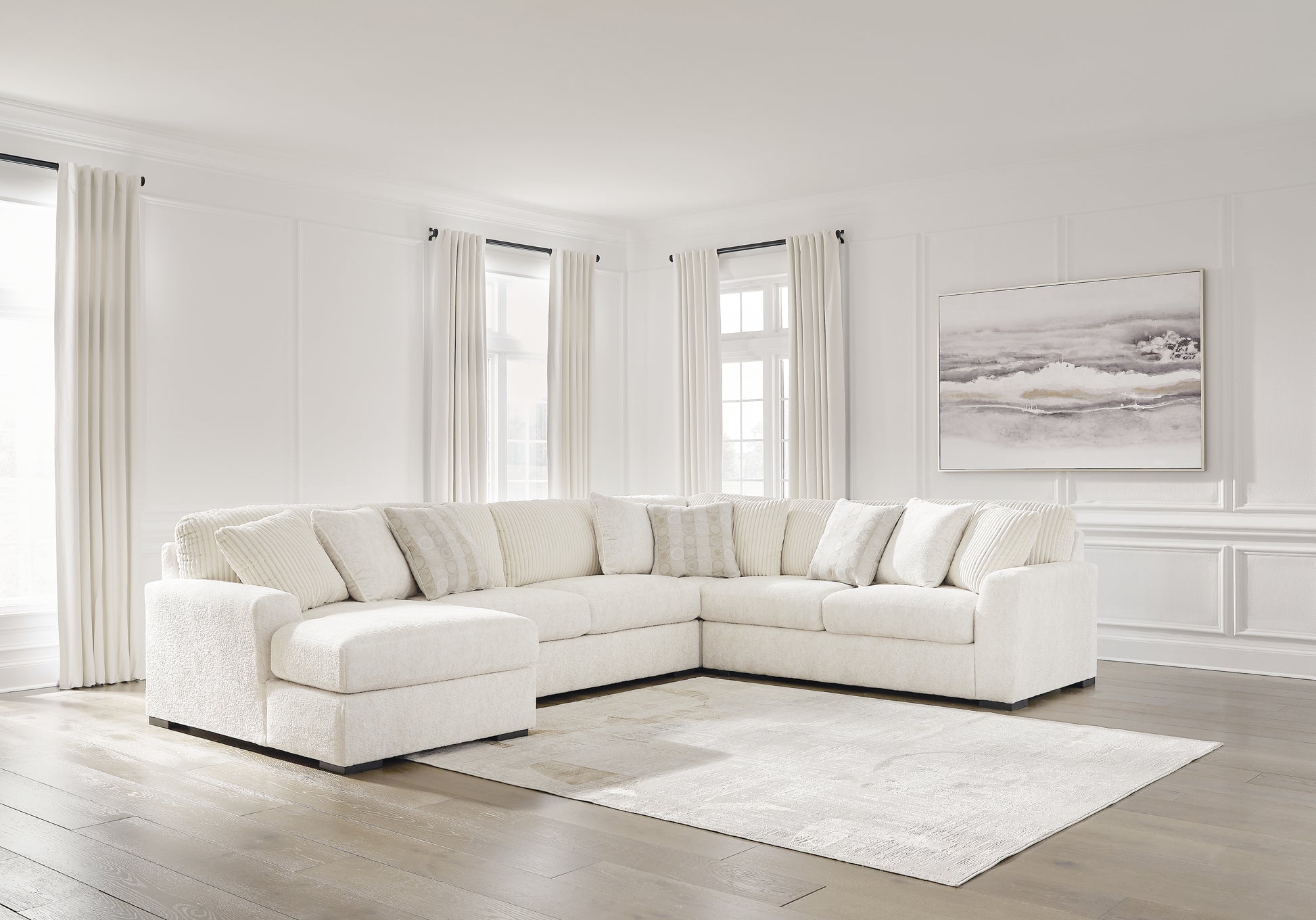 Stuart Furniture Outlet - Ashley Furniture - Chessington Sectional - RAF 4-Piece Sectional with Chaise / Ivory - 61904S3