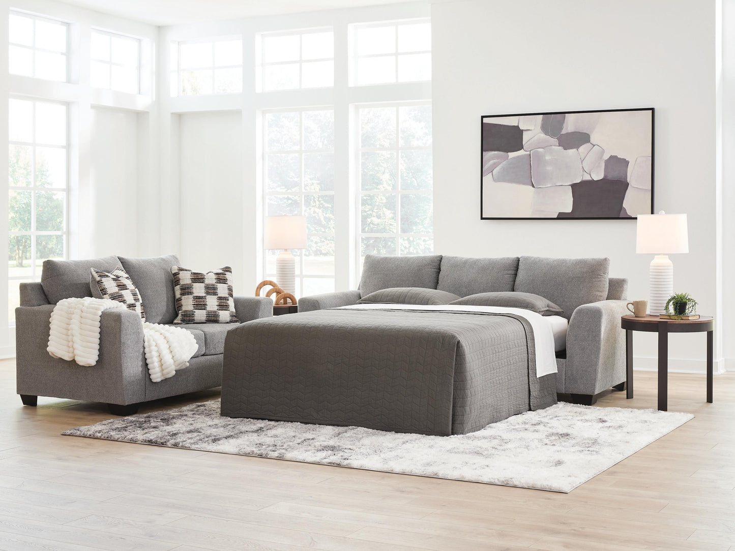 Stuart Furniture Outlet - Ashley Furniture - Loreo Living Room - Queen Sofa Sleeper / Flint - 6310339