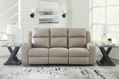 Stuart Furniture Outlet - Ashley Furniture - Lavenhorne Living Room - REC Sofa w/Drop Down Table / Pebble - 6330789