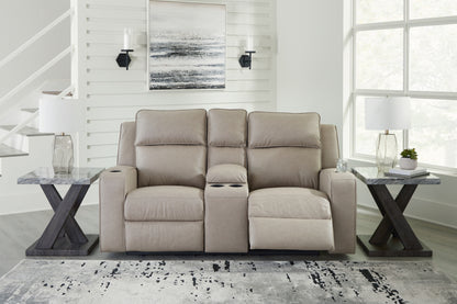 Stuart Furniture Outlet - Ashley Furniture - Lavenhorne Living Room - DBL Rec Loveseat w/Console / Pebble - 6330794