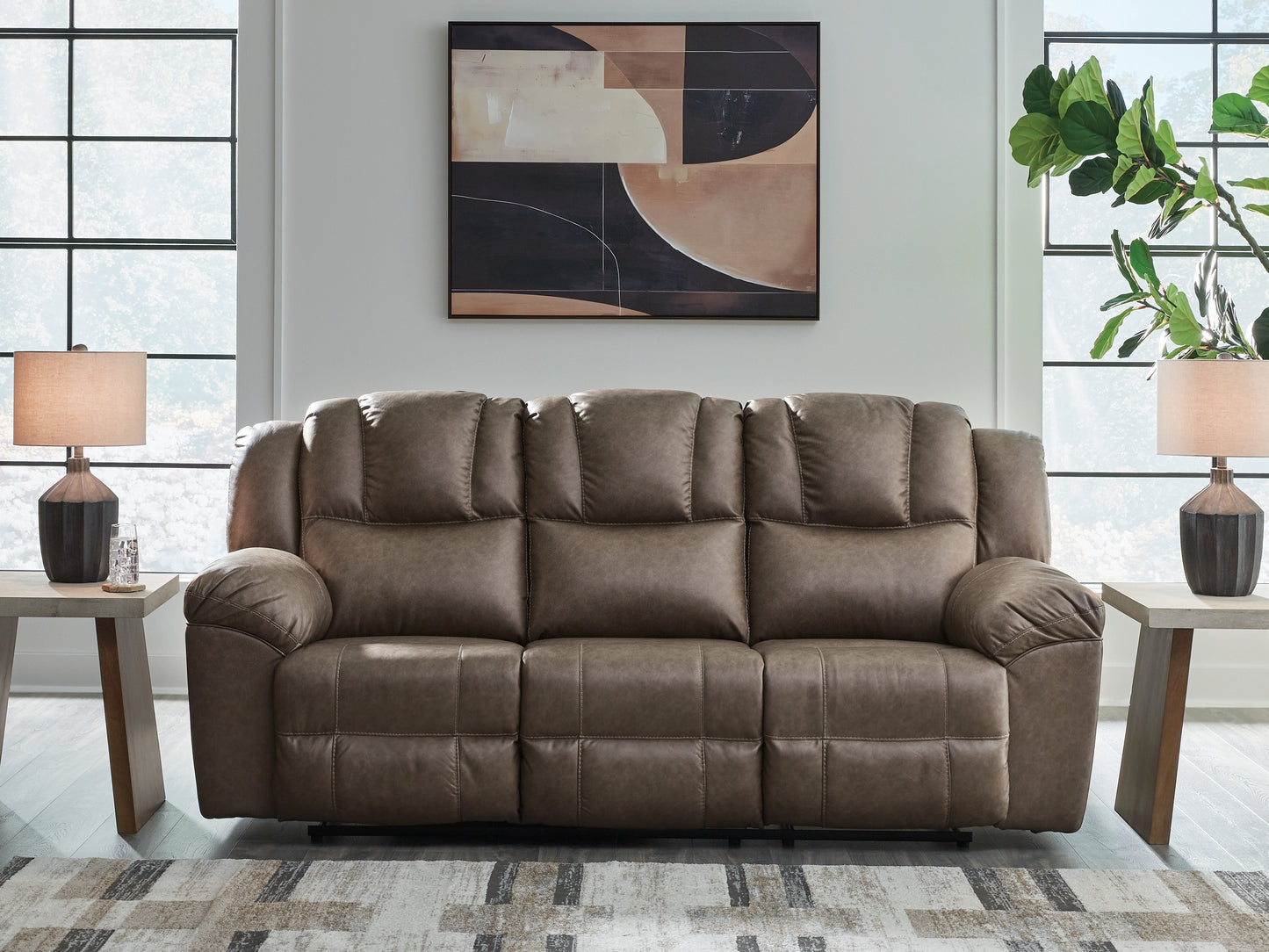 Stuart Furniture Outlet - Ashley Furniture - Lowilla Living Room - Reclining Sofa / Driftwood - PC6450688