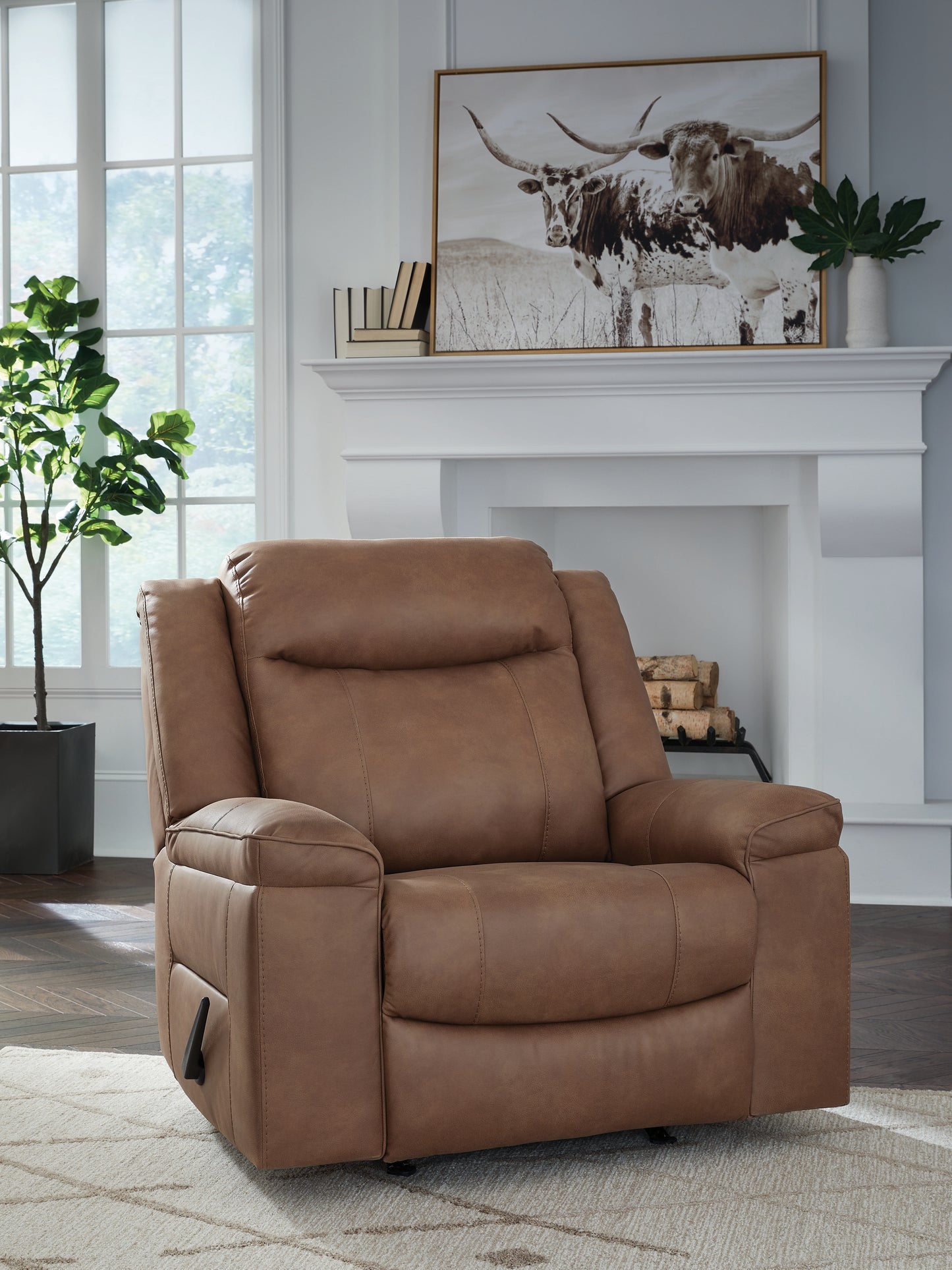 Stuart Furniture Outlet - Ashley Furniture - Status Check Living Room - Rocker Recliner / Caramel - PC6530825