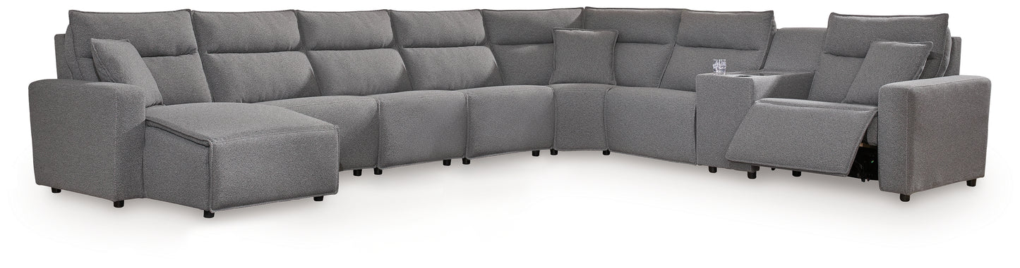Stuart Furniture Outlet - Ashley Furniture - ModMax II Sectional - 8-Piece Power Reclining Sectional with Console / Salt and Pepper - 65906S47