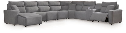 Stuart Furniture Outlet - Ashley Furniture - ModMax II Sectional - 8-Piece Power Reclining Sectional with Console / Salt and Pepper - 65906S47