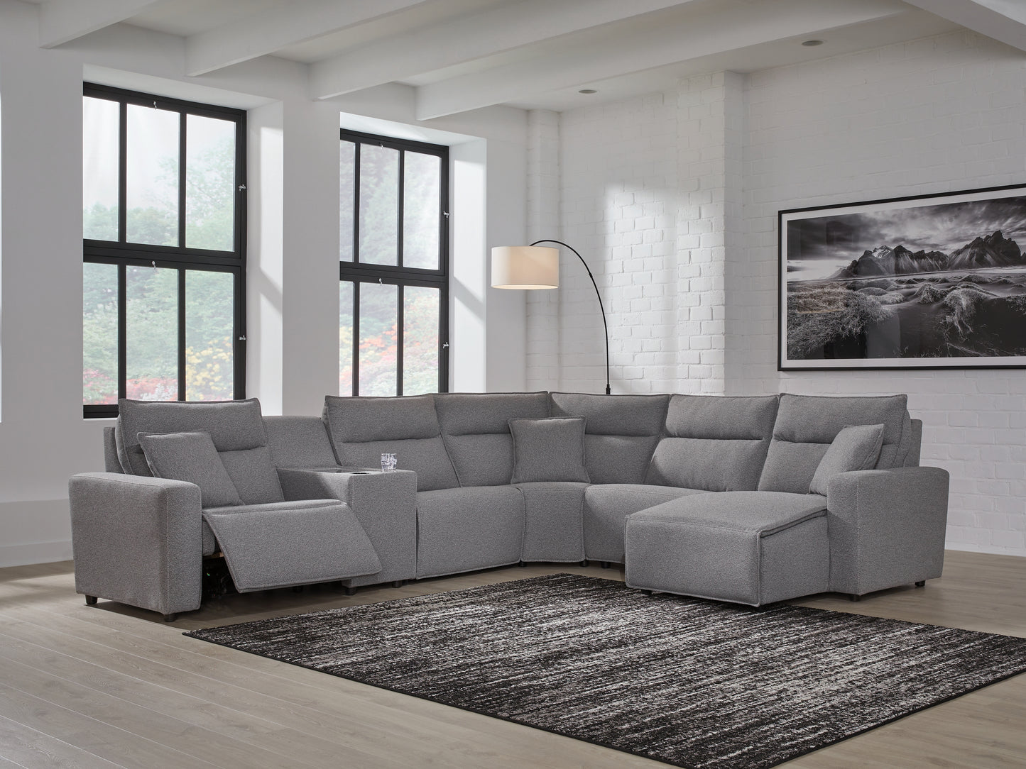Stuart Furniture Outlet - Ashley Furniture - ModMax II Sectional - 6-Piece Power Reclining Sectional with Chaise and Console / Salt and Pepper - 65906S6