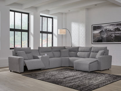 Stuart Furniture Outlet - Ashley Furniture - ModMax II Sectional - 6-Piece Power Reclining Sectional with Chaise and Console / Salt and Pepper - 65906S6