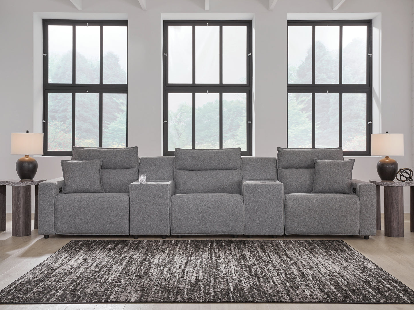 Stuart Furniture Outlet - Ashley Furniture - ModMax II Sectional - 5-Piece Power Reclining Sectional with Consoles / Salt and Pepper - 65906S14