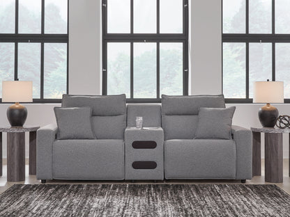 Stuart Furniture Outlet - Ashley Furniture - ModMax II Sectional - 3-Piece Power Reclining Sectional with Audio Console / Salt and Pepper - 65906S2