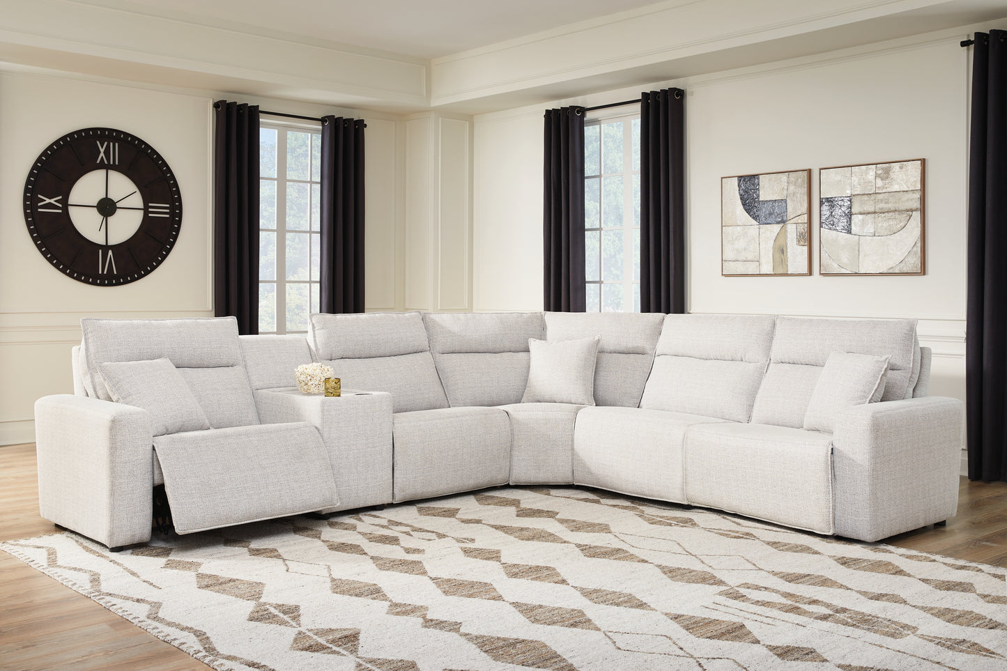 Stuart Furniture Outlet - Ashley Furniture - ModMax II Sectional - 6-Piece Reclining Sectional with Console / Stone - 65907S36