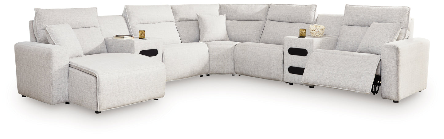 Stuart Furniture Outlet - Ashley Furniture - ModMax II Sectional - 7-Piece Power Reclining Sectional with Chaise and Audio Consoles / Stone - 65907S20