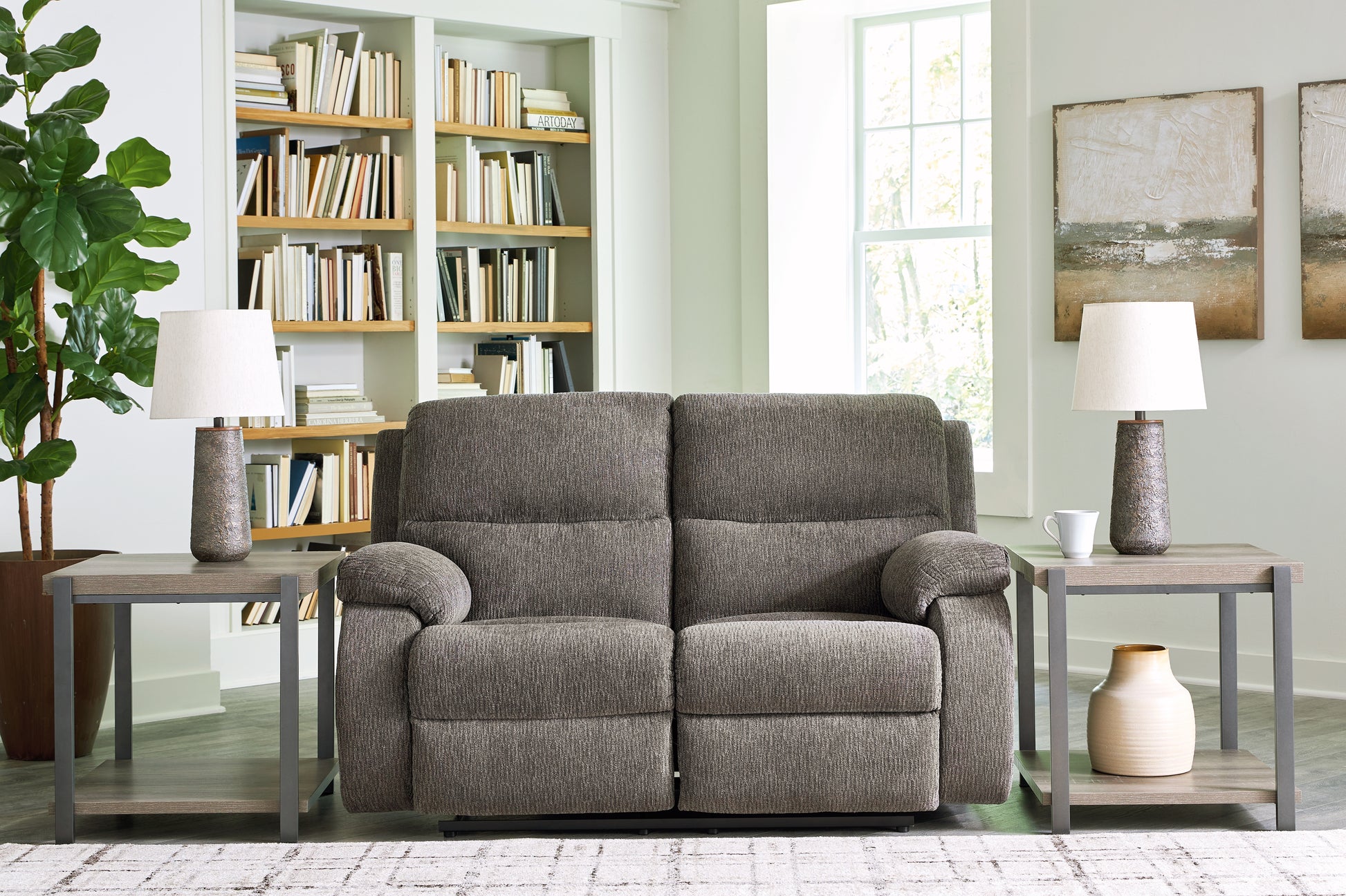 Stuart Furniture Outlet - Ashley Furniture - Scranto Living Room - Reclining Loveseat / Brindle - 6650286