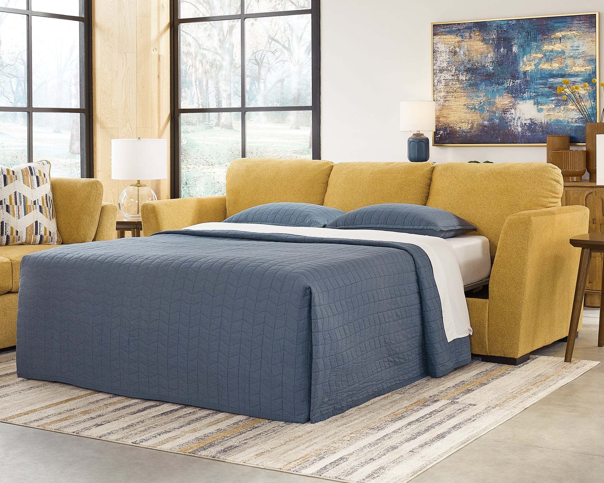 Stuart Furniture Outlet - Ashley Furniture - Keerwick Living Room - Queen Sofa Sleeper / Sunflower - 6750639