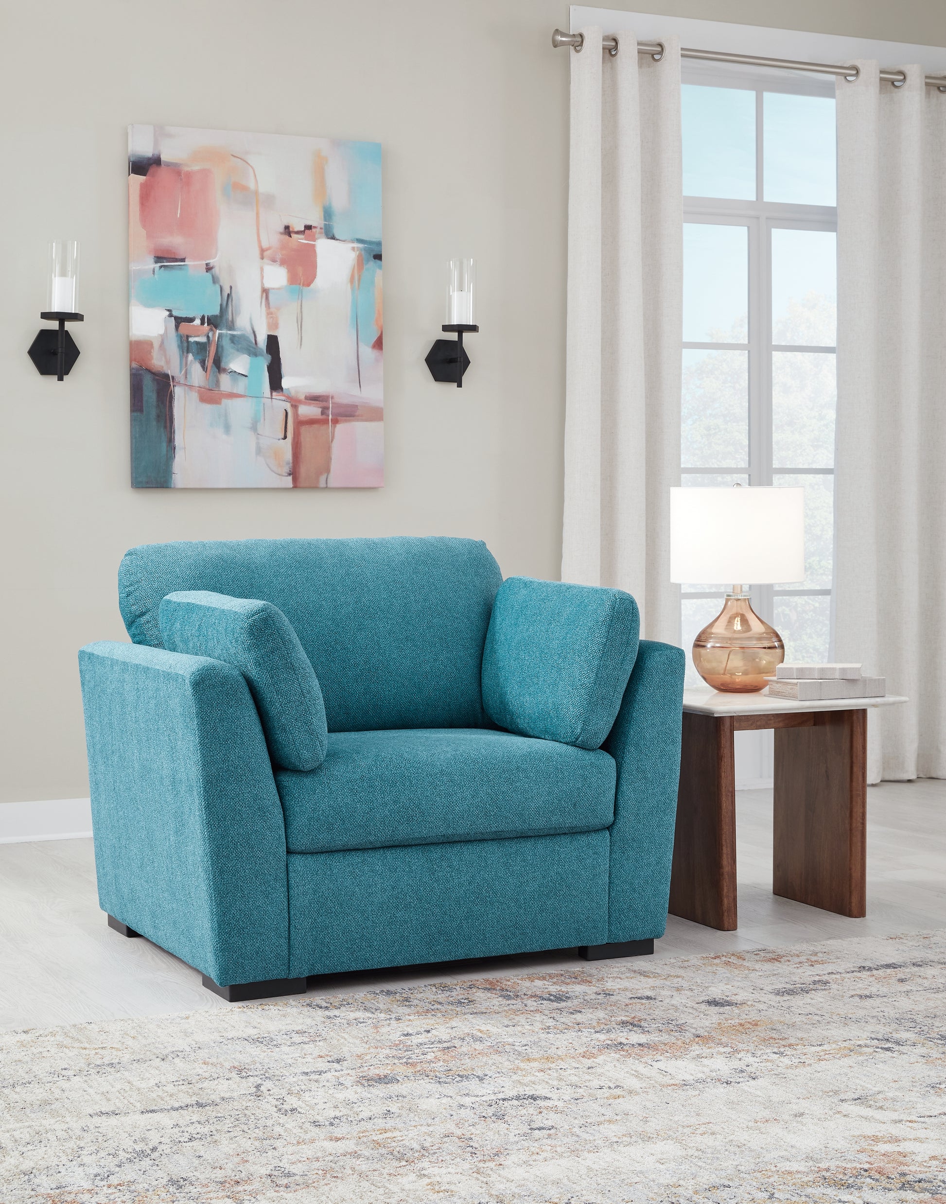 Stuart Furniture Outlet - Ashley Furniture - Keerwick Living Room - Chair and a Half / Teal - 6750723