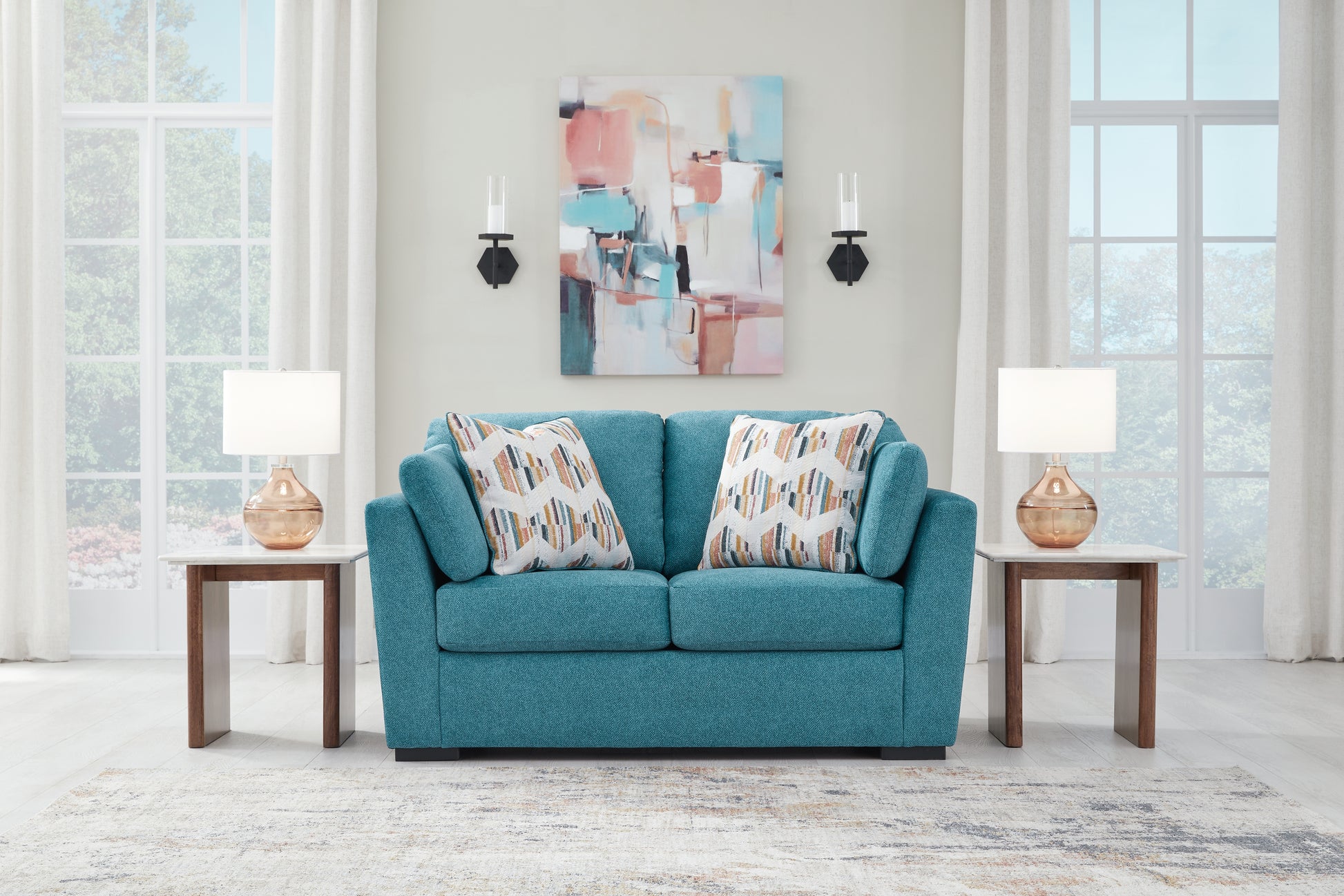 Stuart Furniture Outlet - Ashley Furniture - Keerwick Living Room - Loveseat / Teal - 6750735