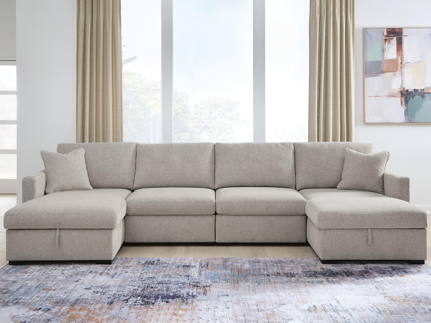 Stuart Furniture Outlet - Ashley Furniture - ModMax Luxe Sectional - RAF 4-Piece Double Storage Chaise Sectional / Flint - 68605S62