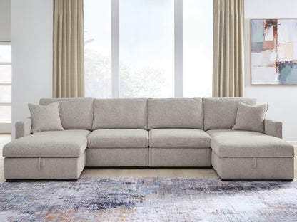 Stuart Furniture Outlet - Ashley Furniture - ModMax Luxe Sectional - RAF 4-Piece Double Storage Chaise Sectional / Flint - 68605S62