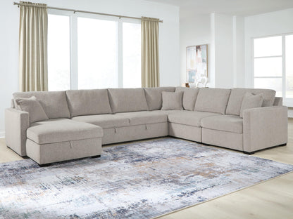 Stuart Furniture Outlet - Ashley Furniture - ModMax Luxe Sectional - RAF 5-Piece Sectional with Storage Chaise and Pop Up Sleeper / Flint - 68605S104