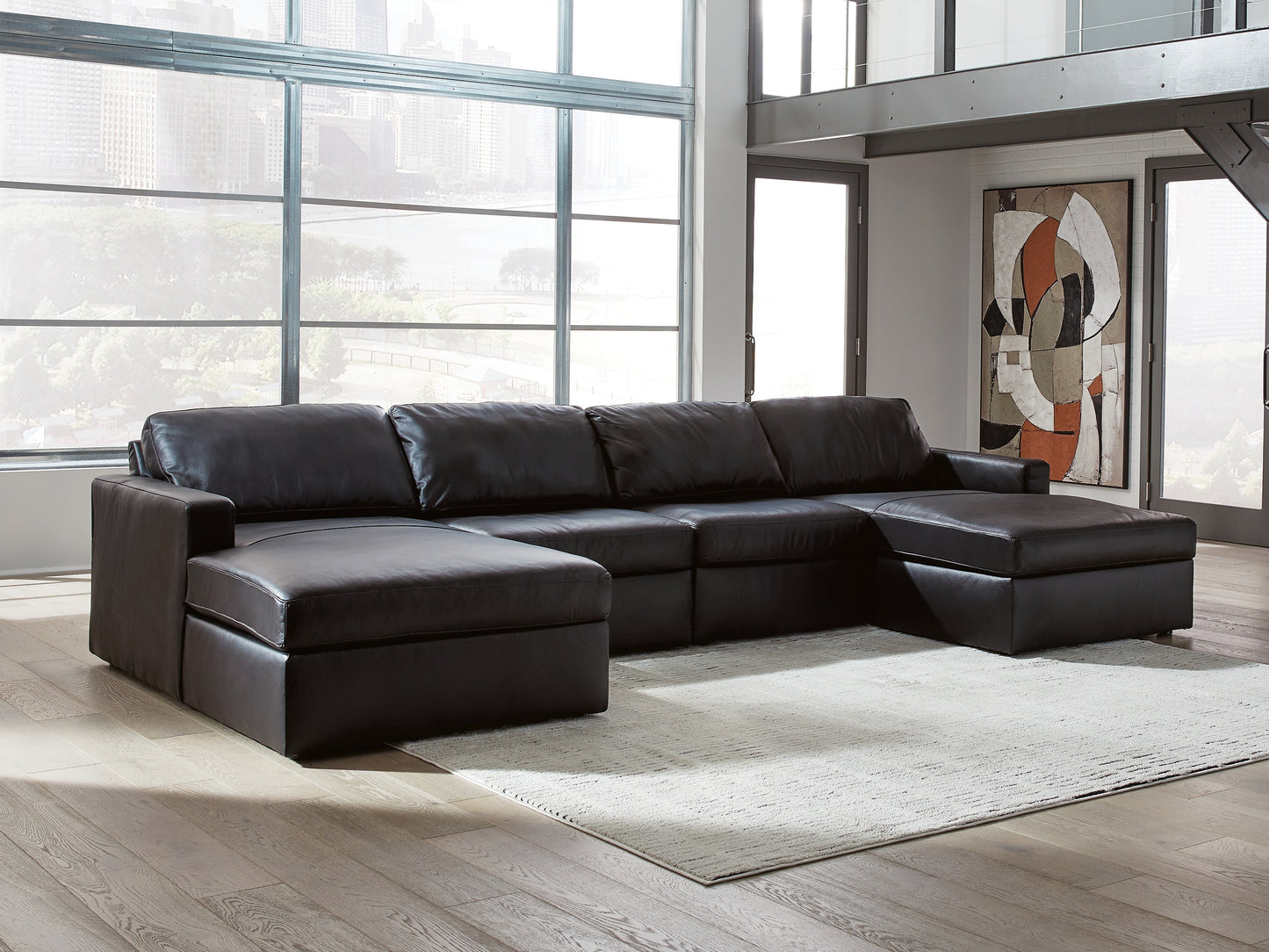 Stuart Furniture Outlet - Ashley Furniture - ModMax II Sectional - RAF 4-Piece Double Chaise Sectional / Black - 74305S19