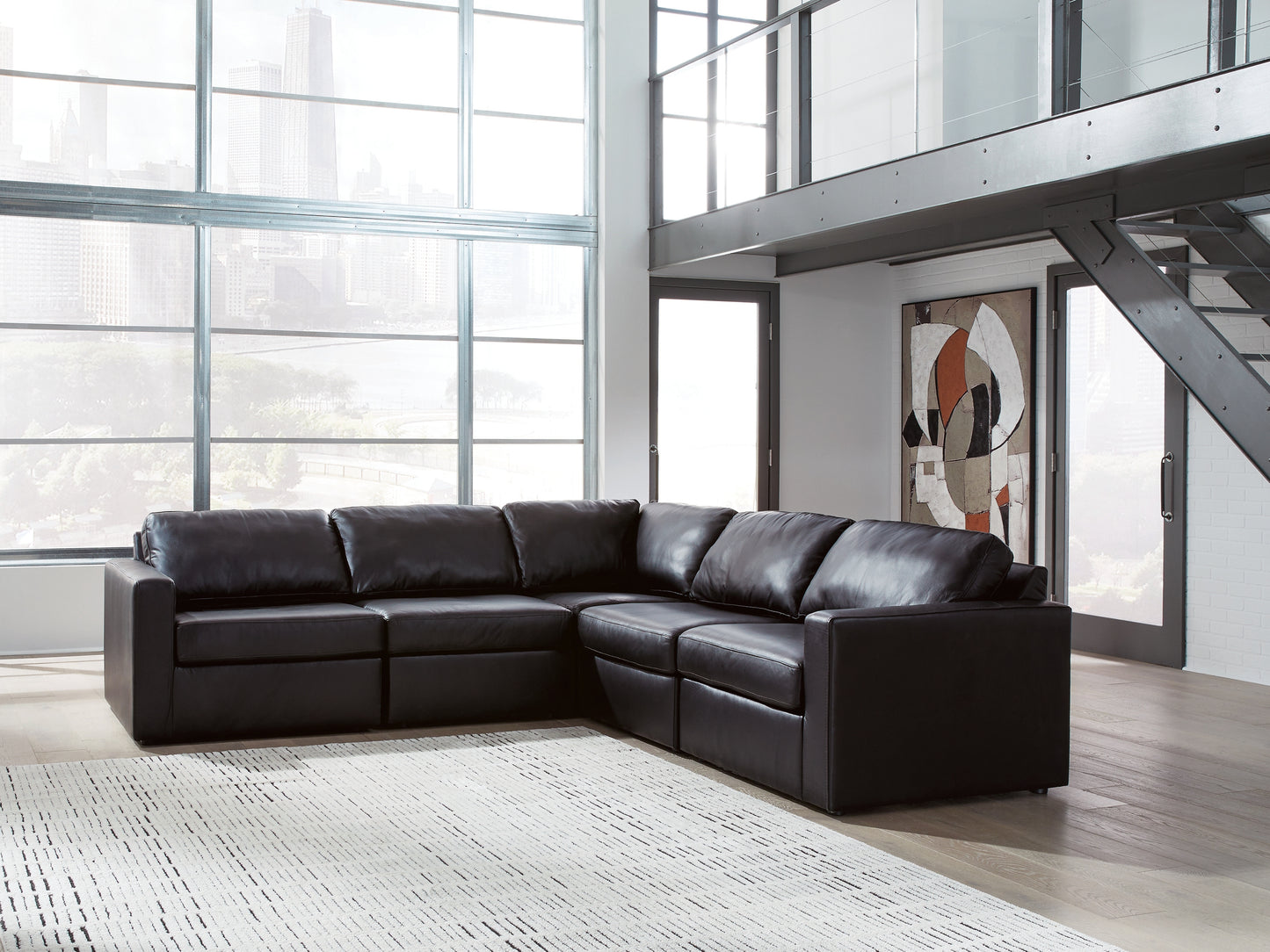 Stuart Furniture Outlet - Ashley Furniture - ModMax II Sectional - RAF 5-Piece Sectional / Black - 74305S6