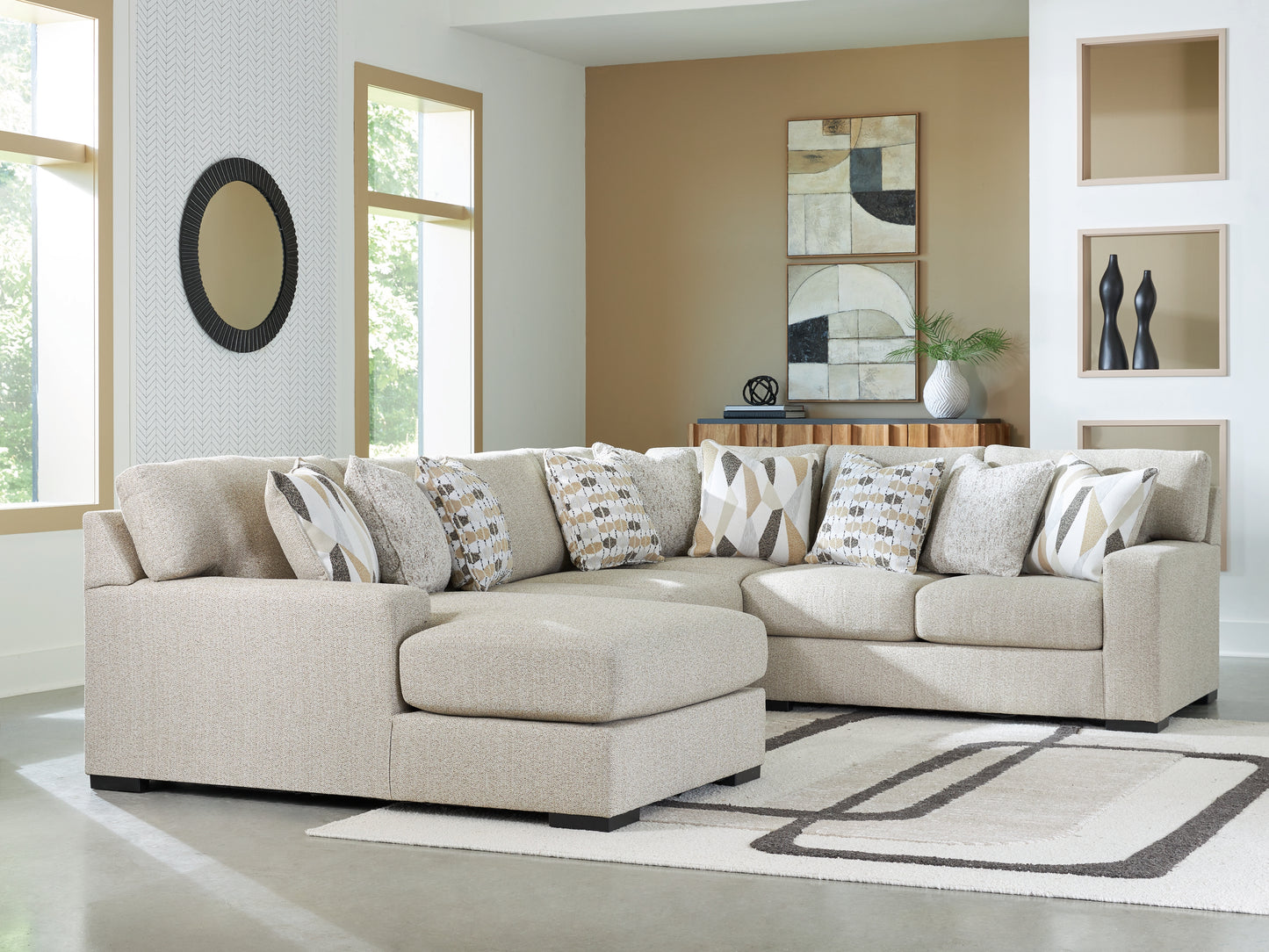 Stuart Furniture Outlet - Ashley Furniture - Laurelgrove Sectional - RAF 4-Piece Sectional with Chaise / Pebble - 75105S1