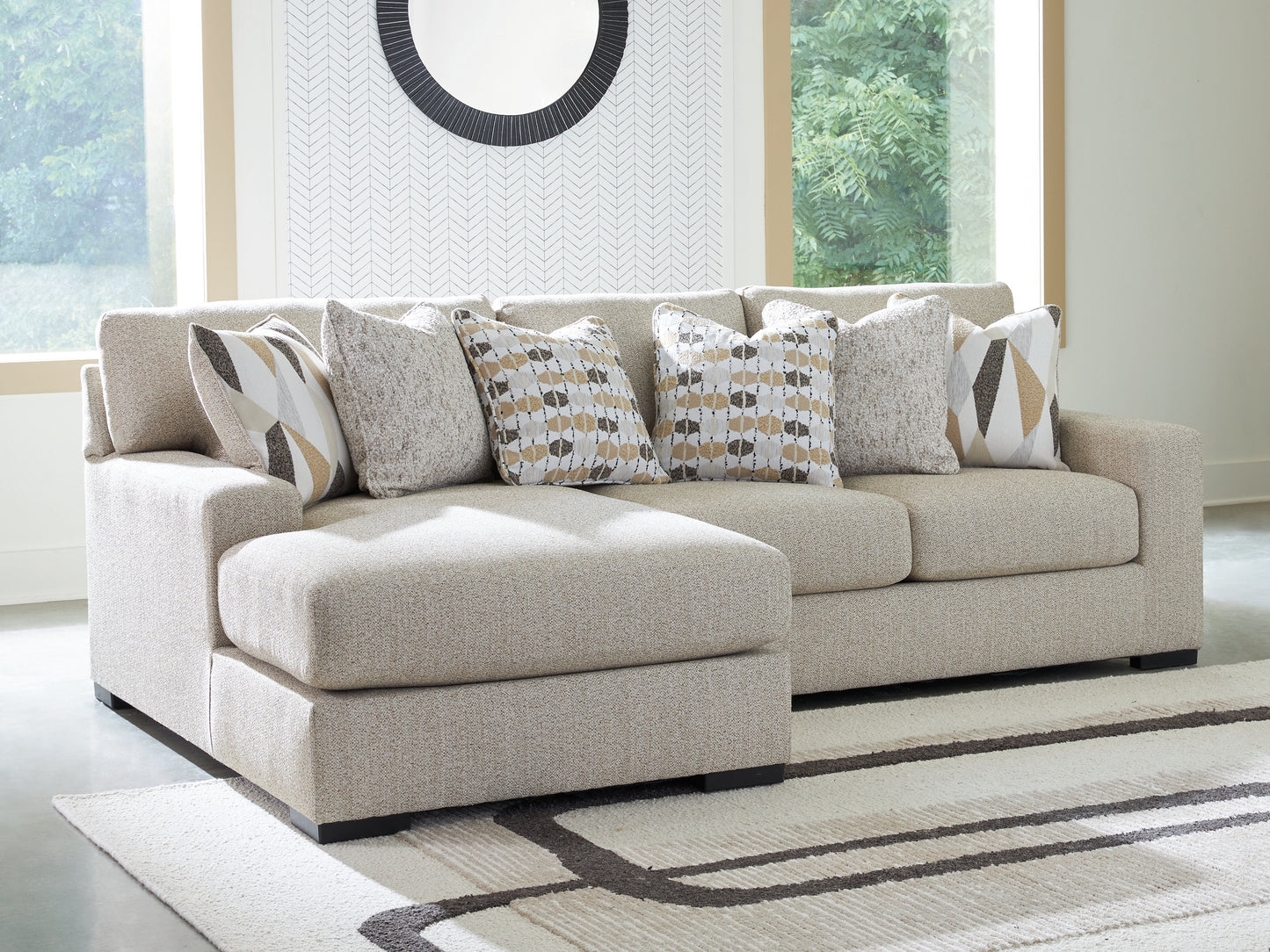 Stuart Furniture Outlet - Ashley Furniture - Laurelgrove Sectional - RAF 2-Piece Sectional Sofa Chaise / Pebble - 75105S4