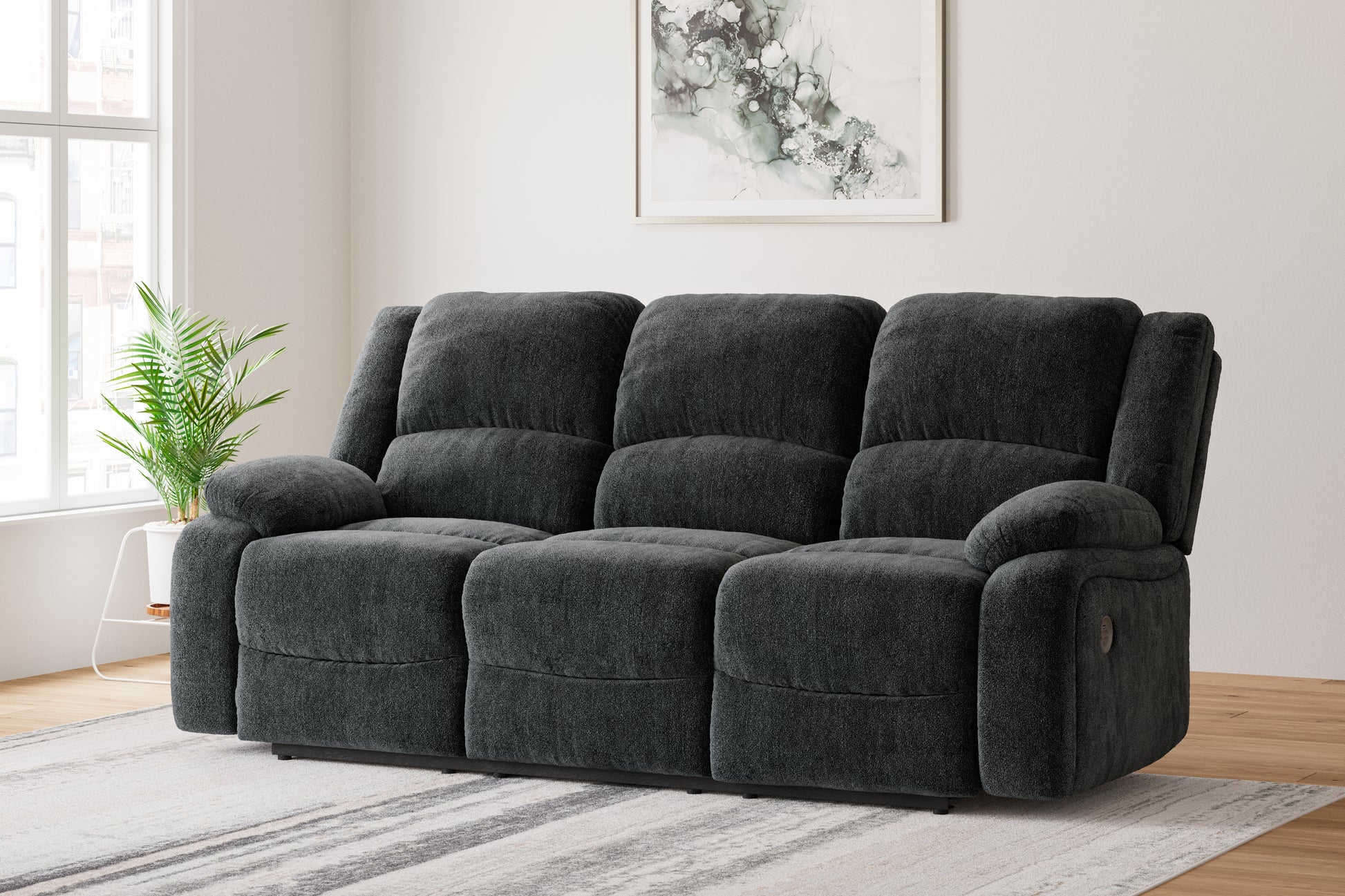 Stuart Furniture Outlet - Ashley Furniture - Draycoll Living Room - DBL Rec Loveseat w/Console / Slate - 7650494