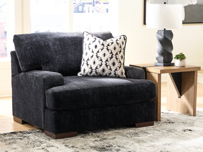 Stuart Furniture Outlet - Ashley Furniture - Whitmore Manor Living Room - Chair and a Half / Black Pearl - 8040423