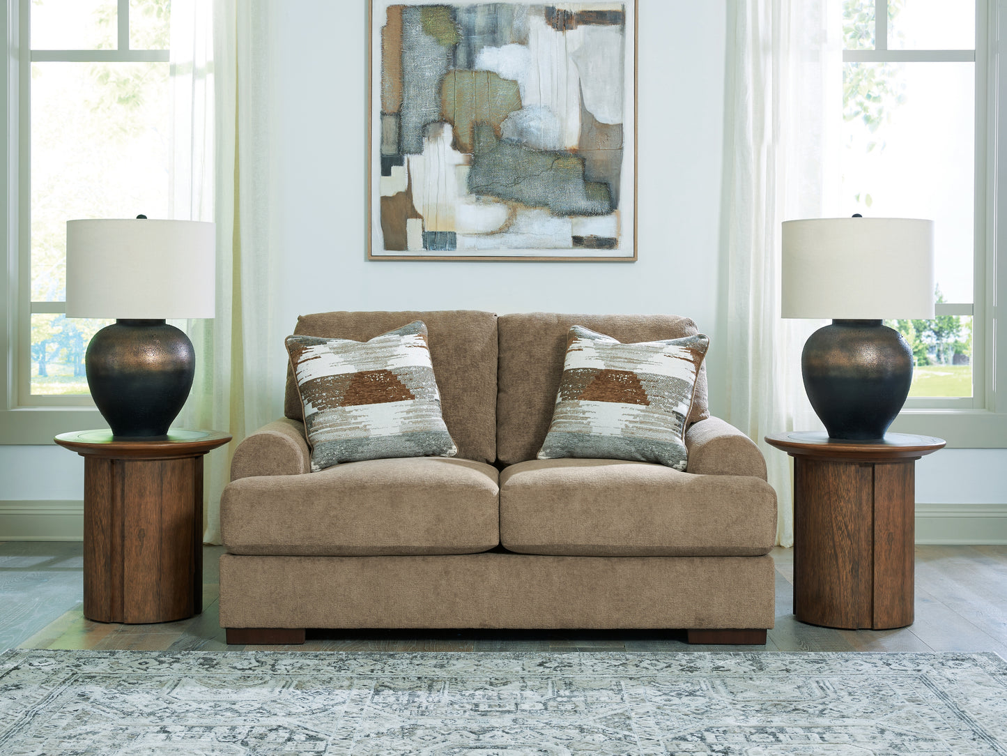 Stuart Furniture Outlet - Ashley Furniture - Jayne Park Living Room - Loveseat / Pecan - PC8150535
