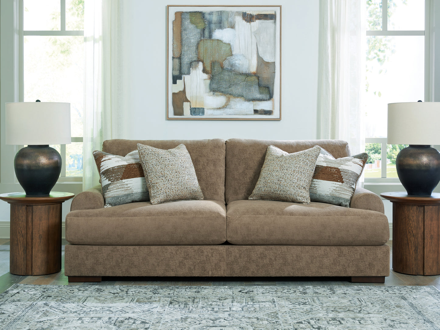 Stuart Furniture Outlet - Ashley Furniture - Jayne Park Living Room - Sofa / Pecan - PC8150538