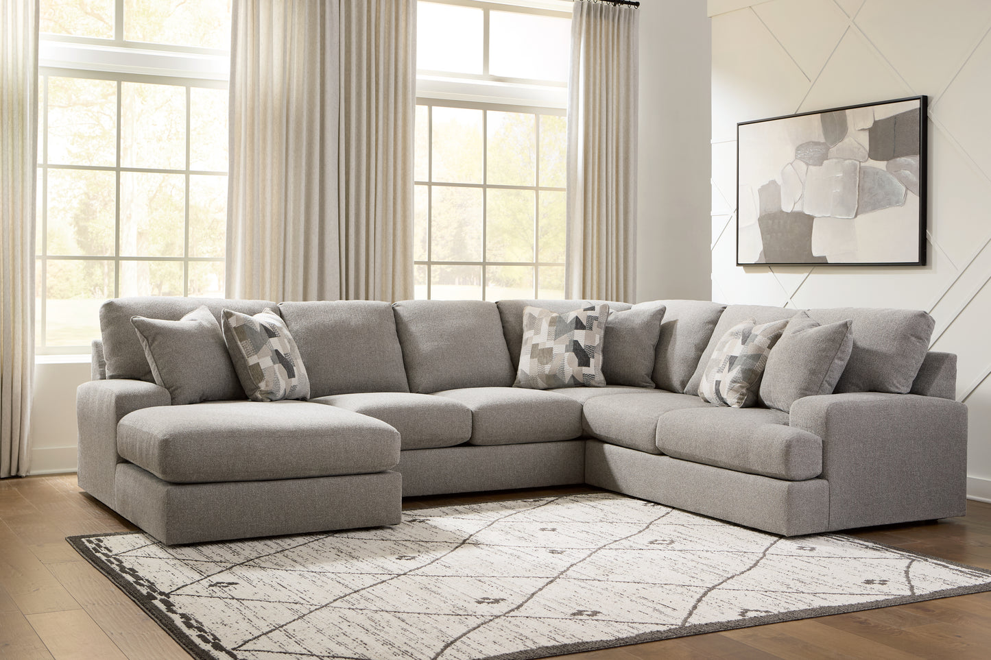 Stuart Furniture Outlet - Ashley Furniture - Lindon Sectional - RAF 3-Piece Sectional with Chaise / Smoke - 84704S3