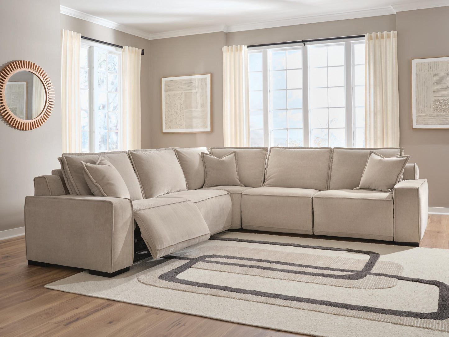 Stuart Furniture Outlet - Ashley Furniture - Carceri Sectional - 5-Piece Power Sectional Reclining Sofa / Cashmere - 87003S4