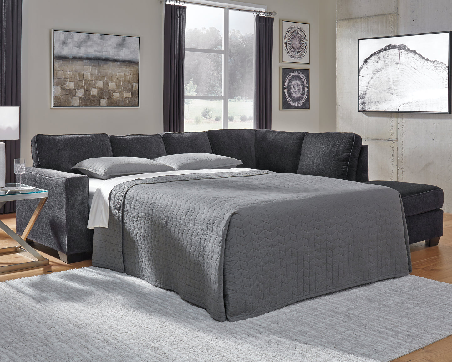 Stuart Furniture Outlet - Ashley Furniture - Altari Sectional - 2-Piece Sleeper Sectional with Chaise / Slate - 87213S3