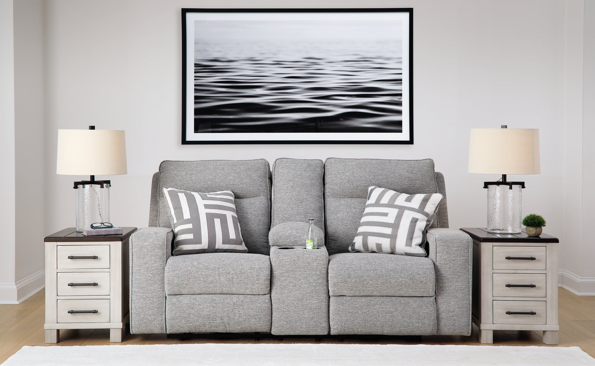 Stuart Furniture Outlet - Ashley Furniture - Biscoe Living Room - PWR REC Loveseat/CON/ADJ HDRST / Pewter - 9050318