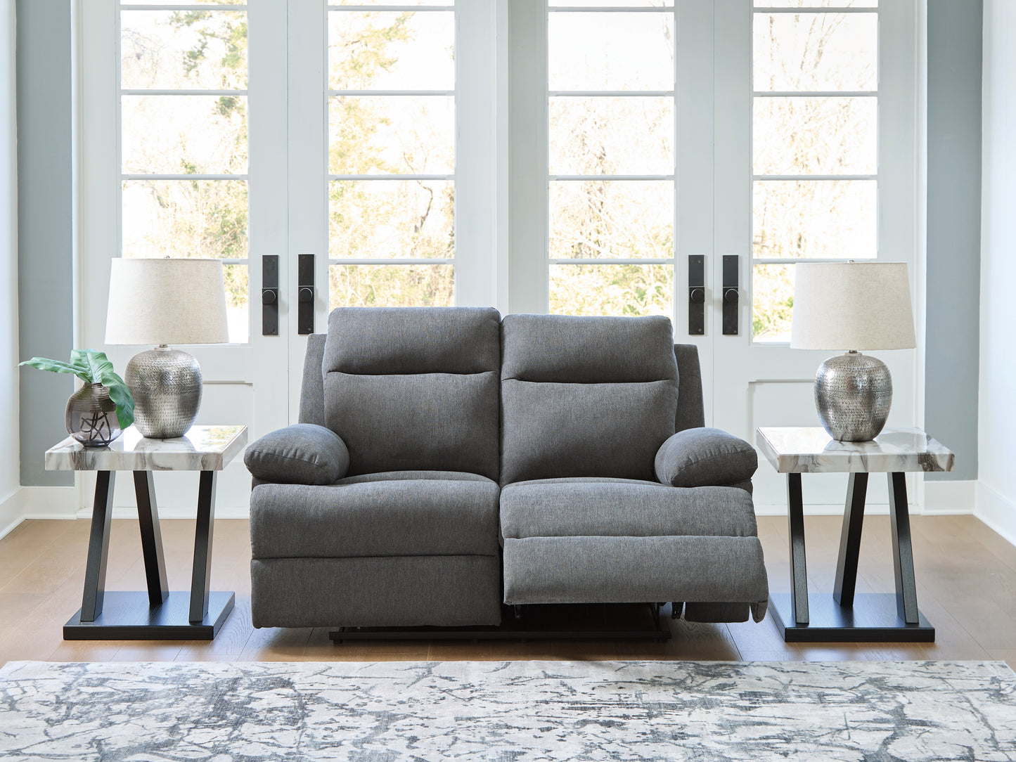 Stuart Furniture Outlet - Ashley Furniture - Side-Swipe Living Room - Reclining Loveseat / Charcoal - PC9140686